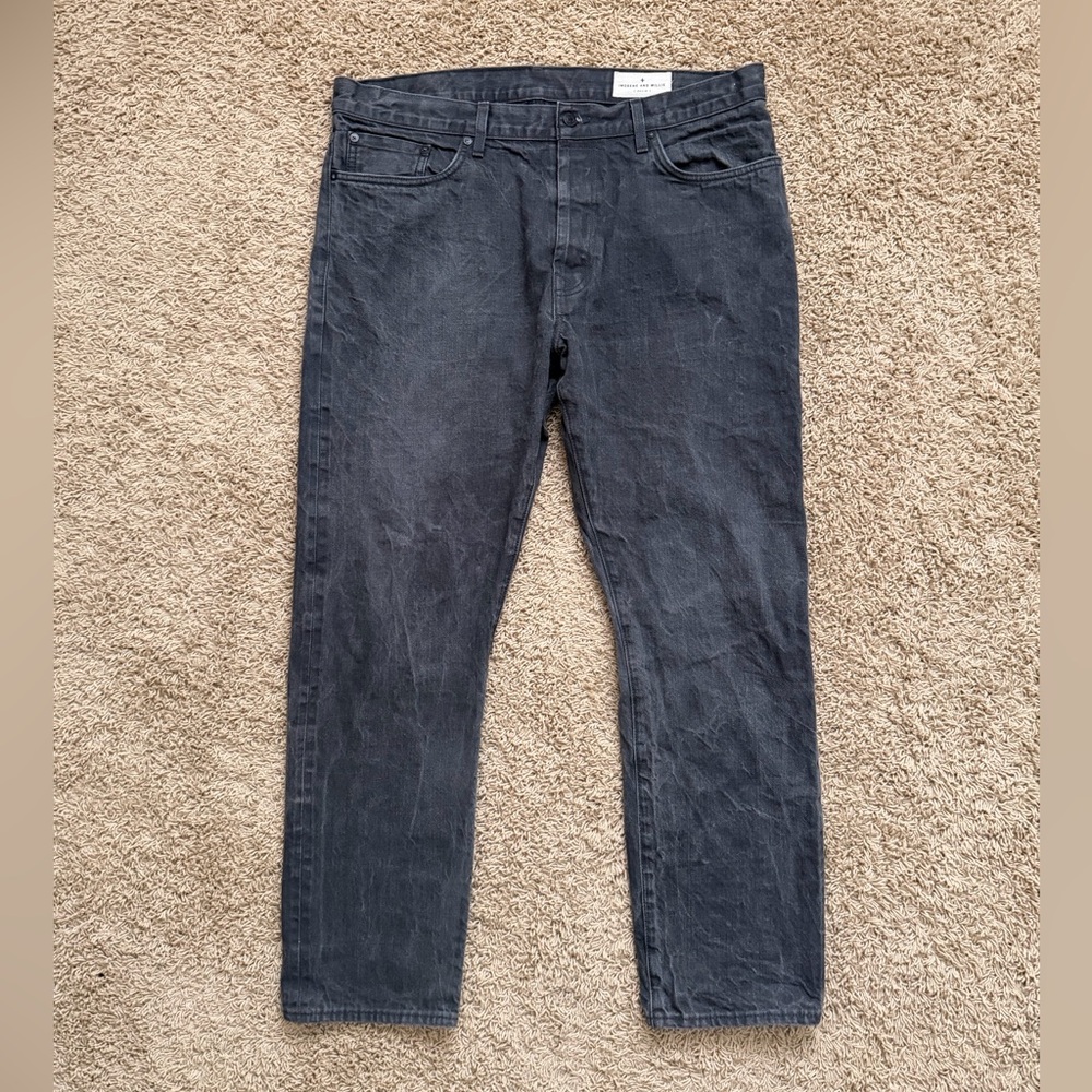 Imogene + Willie Men's Barton Slim Black Japanese Selvedge Denim Jeans Sz 38x30